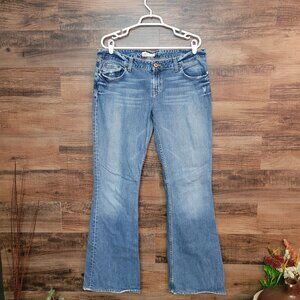 BKE Star Jeans 34 T Flare Low Rise Y2K Medium Light Wash Boho Western